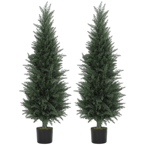 HOMCOM 2 - Pack Realistic Cypress Artificial Plants with Faux Moss - plants - express.com