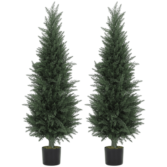 HOMCOM 2 - Pack Realistic Cypress Artificial Plants with Faux Moss - plants - express.com