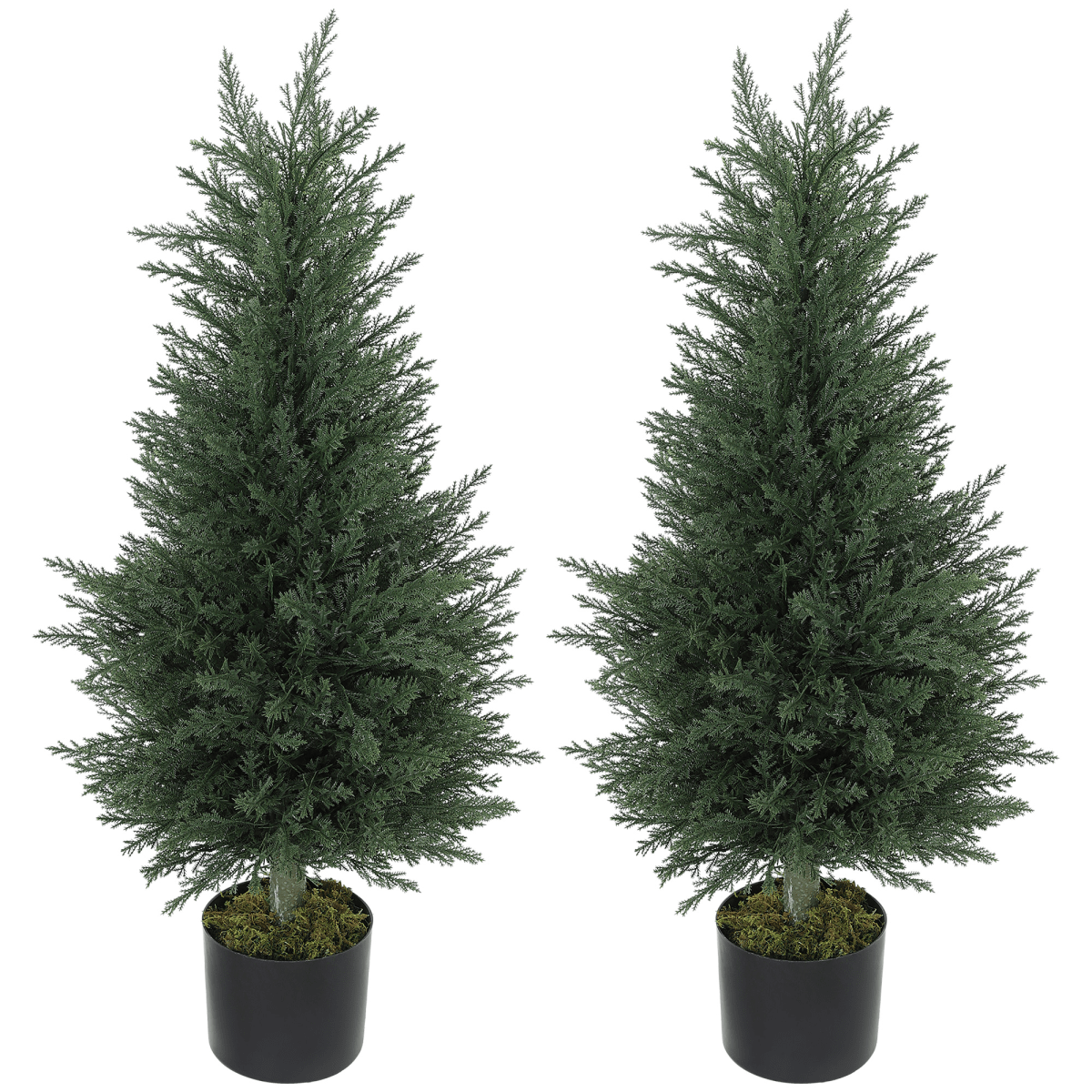 HOMCOM 2 - Pack Realistic Cypress Artificial Plants with Faux Moss - plants - express.com