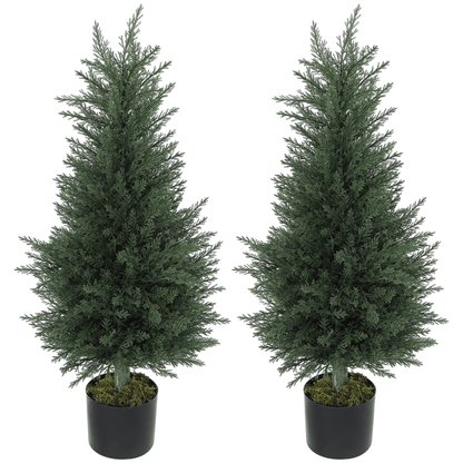HOMCOM 2 - Pack Realistic Cypress Artificial Plants with Faux Moss - plants - express.com