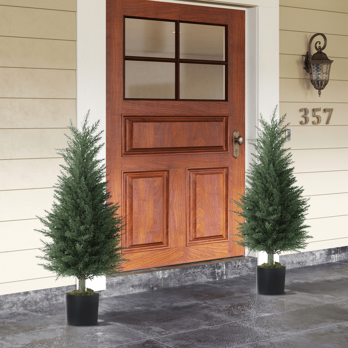 HOMCOM 2 - Pack Realistic Cypress Artificial Plants with Faux Moss - plants - express.com