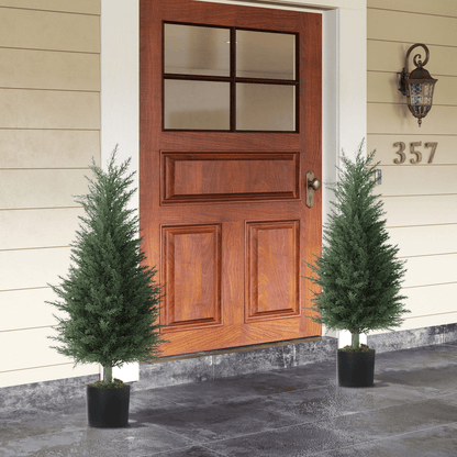 HOMCOM 2 - Pack Realistic Cypress Artificial Plants with Faux Moss - plants - express.com