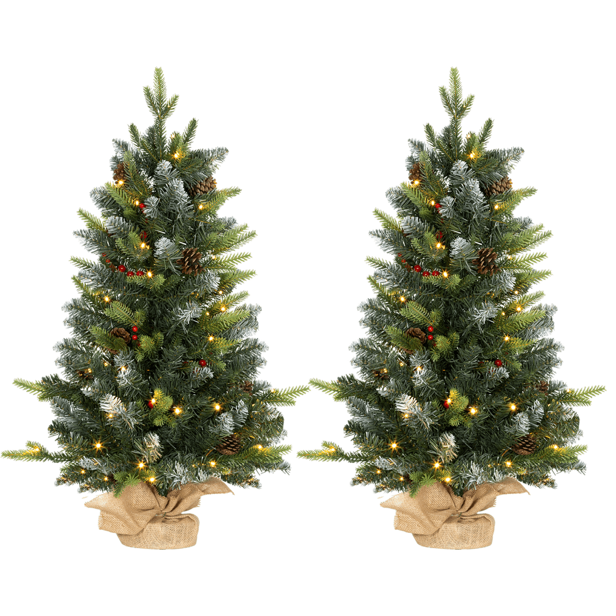 HOMCOM 2 Pieces 2' Prelit Artificial Tabletop Christmas Trees, LED Display - plants - express.com