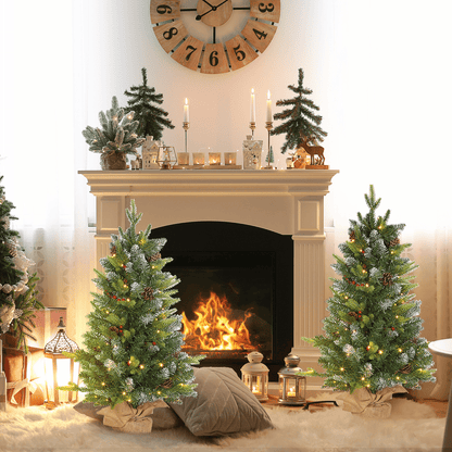 HOMCOM 2 Pieces 2' Prelit Artificial Tabletop Christmas Trees, LED Display - plants - express.com