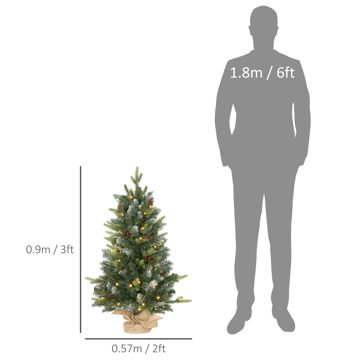 HOMCOM 2 Pieces 2' Prelit Artificial Tabletop Christmas Trees, LED Display - plants - express.com