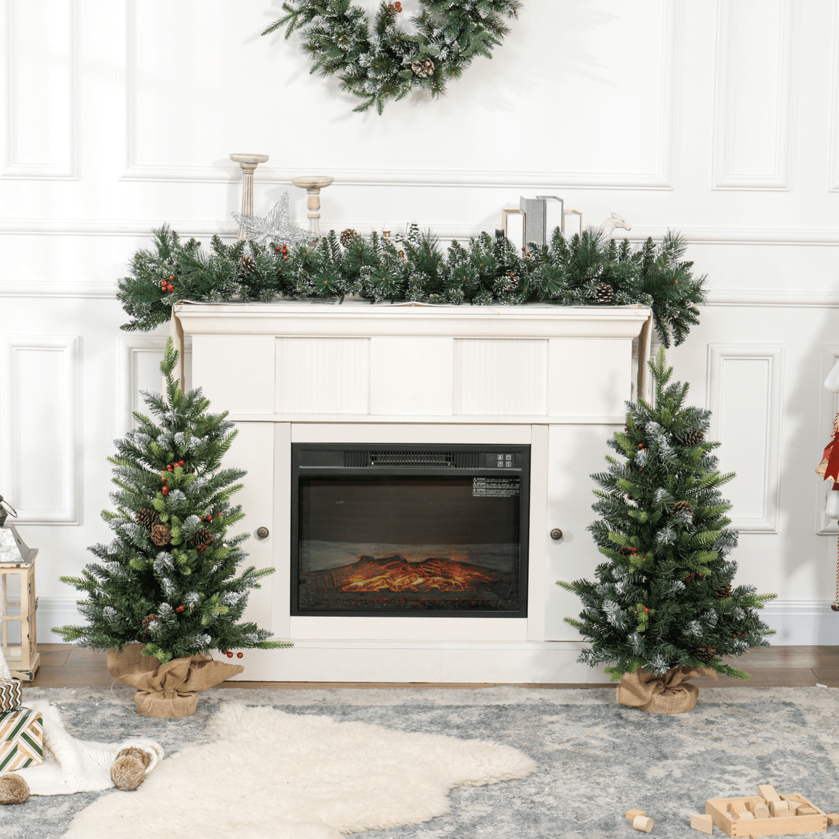 HOMCOM 2 Pieces 2' Prelit Artificial Tabletop Christmas Trees, LED Display - plants - express.com