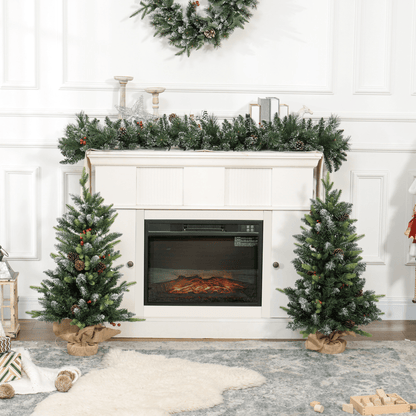 HOMCOM 2 Pieces 2' Prelit Artificial Tabletop Christmas Trees, LED Display - plants - express.com