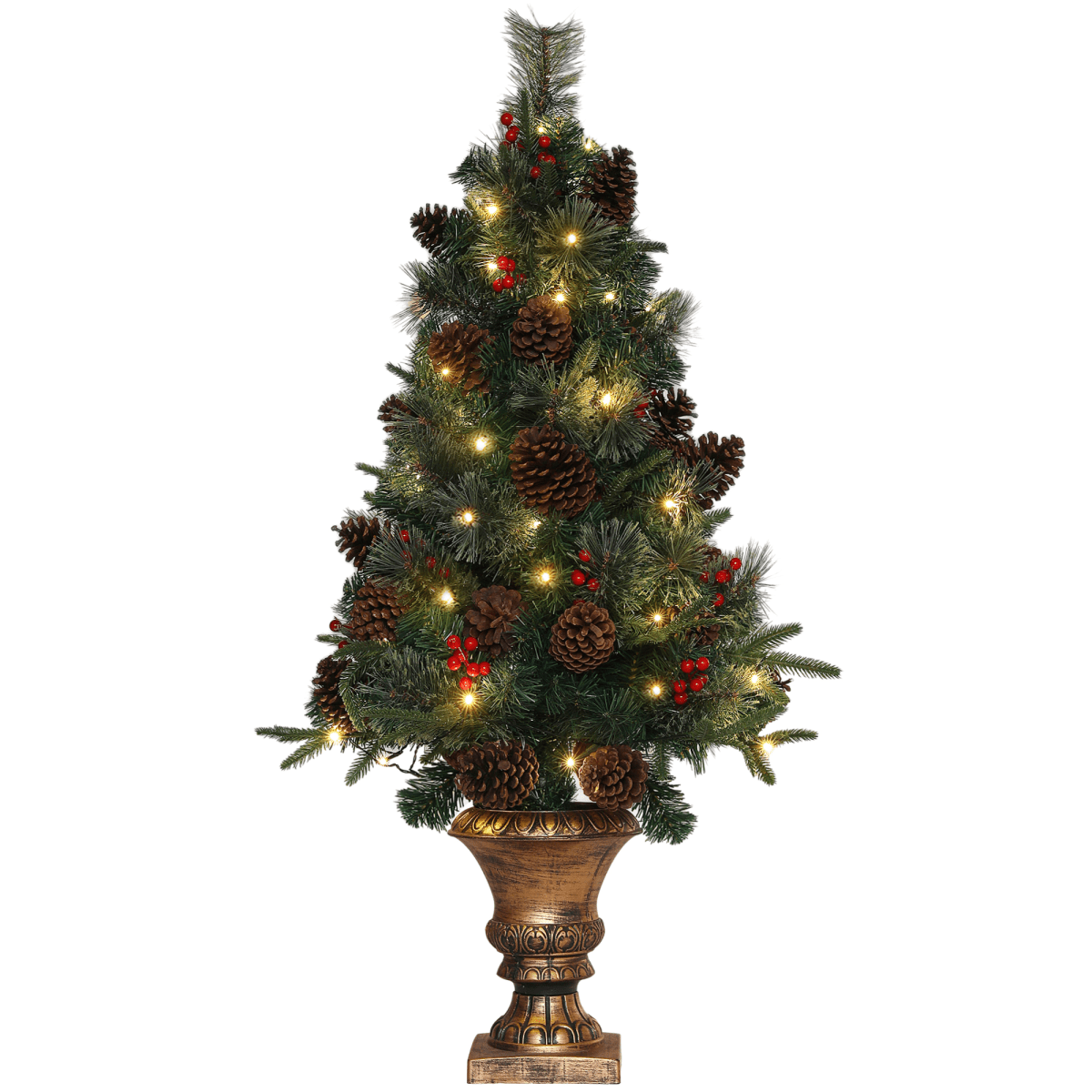 HOMCOM 4ft Artificial Christmas Tree with 60 Warm White LED Lights - plants - express.com
