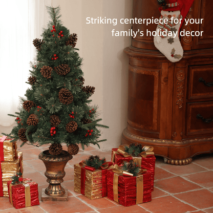 HOMCOM 4ft Artificial Christmas Tree with 60 Warm White LED Lights - plants - express.com