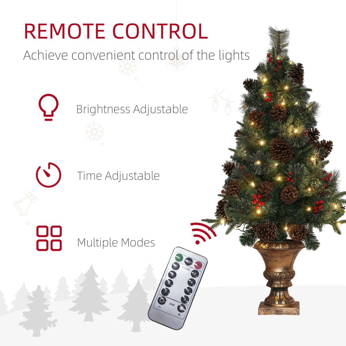 HOMCOM 4ft Artificial Christmas Tree with 60 Warm White LED Lights - plants - express.com