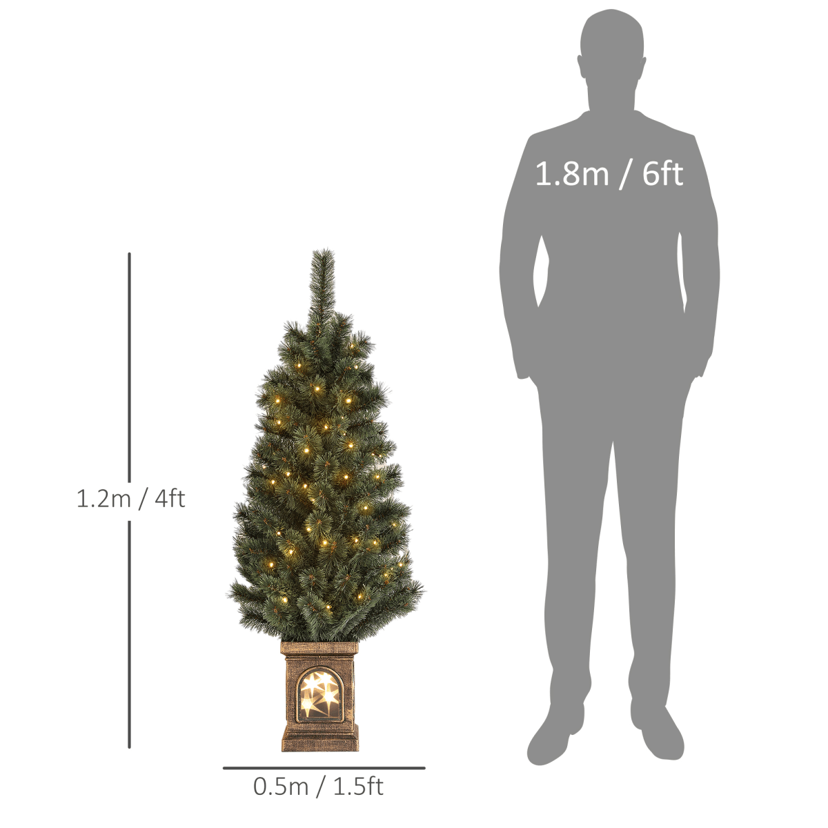 HOMCOM 4ft Artificial Christmas Tree with 80 Warm White LED Lights & Remote - plants - express.com