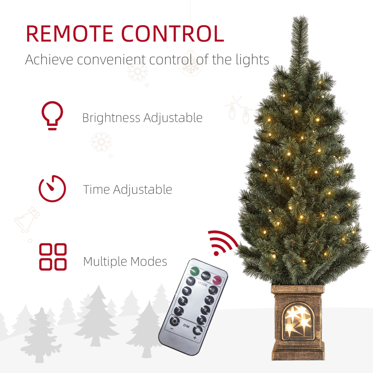 HOMCOM 4ft Artificial Christmas Tree with 80 Warm White LED Lights & Remote - plants - express.com