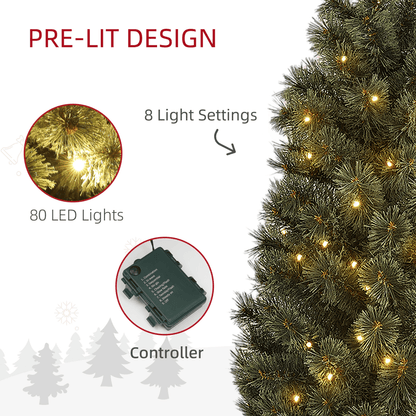 HOMCOM 4ft Artificial Christmas Tree with 80 Warm White LED Lights & Remote - plants - express.com