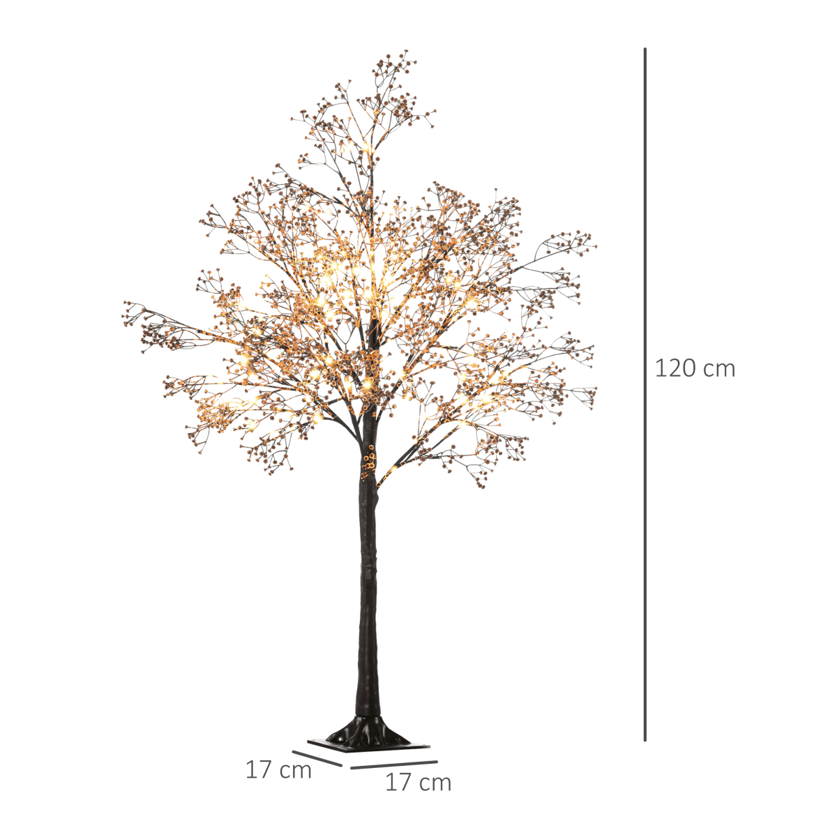 HOMCOM 4ft Artificial Tree with Warm White LED Lights, Baby Breath Flowers - plants - express.com