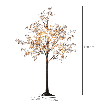 HOMCOM 4ft Artificial Tree with Warm White LED Lights, Baby Breath Flowers - plants - express.com