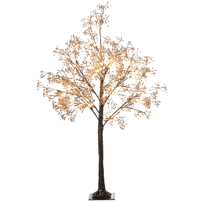 HOMCOM 4ft Artificial Tree with Warm White LED Lights, Baby Breath Flowers - plants - express.com