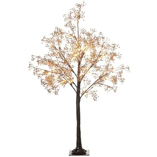 HOMCOM 4ft Artificial Tree with Warm White LED Lights, Baby Breath Flowers - plants - express.com