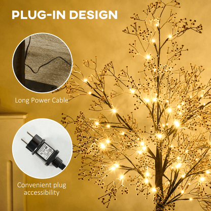 HOMCOM 4ft Artificial Tree with Warm White LED Lights, Baby Breath Flowers - plants - express.com