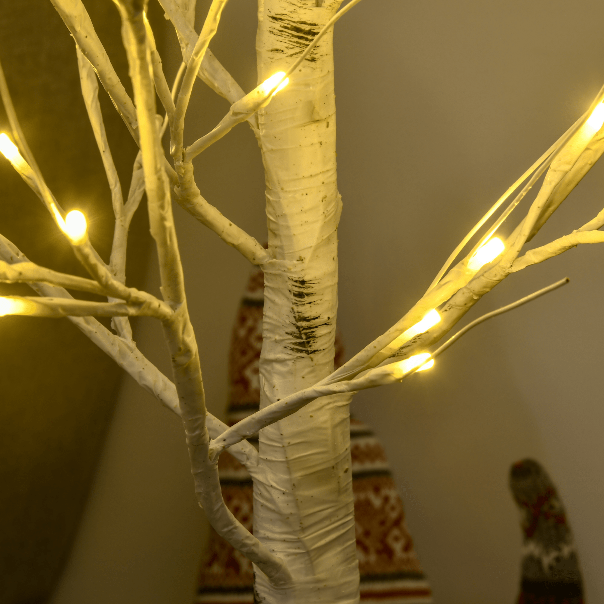 HOMCOM 4ft Artificial White Birch Tree Light 72 Warm White Pre - Lit LED Light - plants - express.com