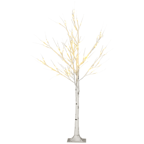 HOMCOM 4ft Artificial White Birch Tree Light 72 Warm White Pre - Lit LED Light - plants - express.com