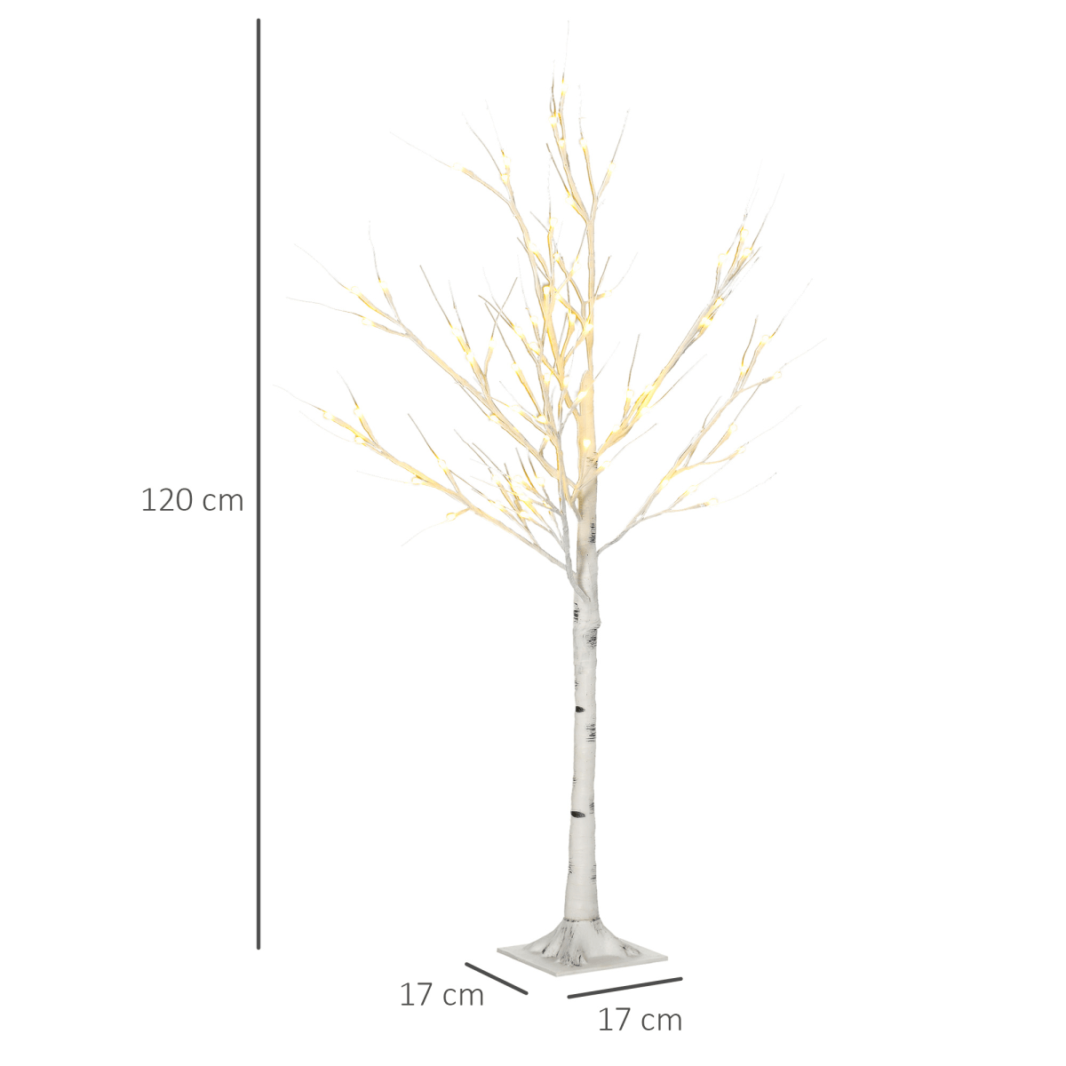 HOMCOM 4ft Artificial White Birch Tree Light 72 Warm White Pre - Lit LED Light - plants - express.com