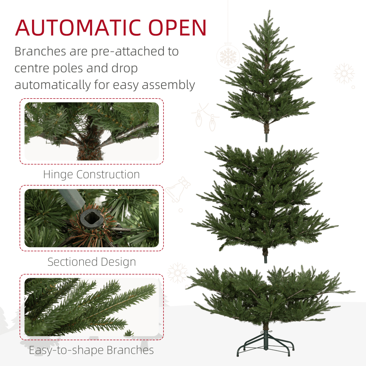 HOMCOM 5 - Foot Realistic Hinged - Branch Christmas Tree with Metal Base - plants - express.com