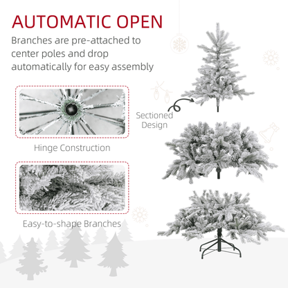 HOMCOM 5 Ft Artificial Christmas Tree with Snowy Branches & Warm LED Lights - plants - express.com