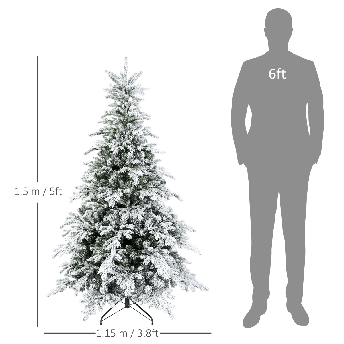 HOMCOM 5 Ft Artificial Christmas Tree with Snowy Branches & Warm LED Lights - plants - express.com