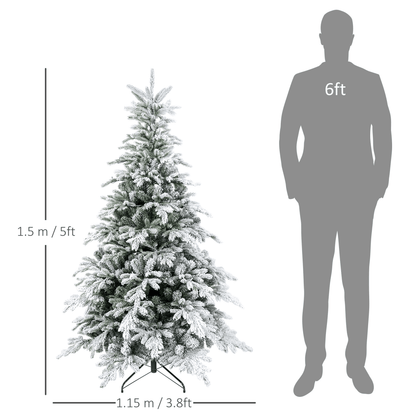 HOMCOM 5 Ft Artificial Christmas Tree with Snowy Branches & Warm LED Lights - plants - express.com