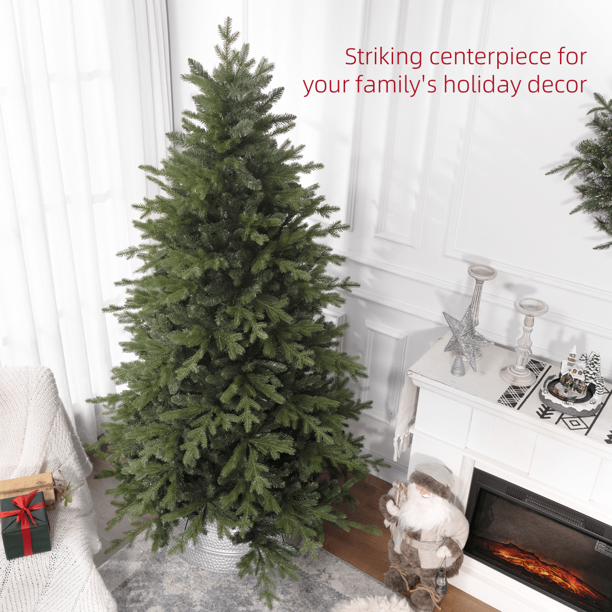 HOMCOM 5ft Artificial Christmas Tree with Metal Base and Hinged Branches - plants - express.com