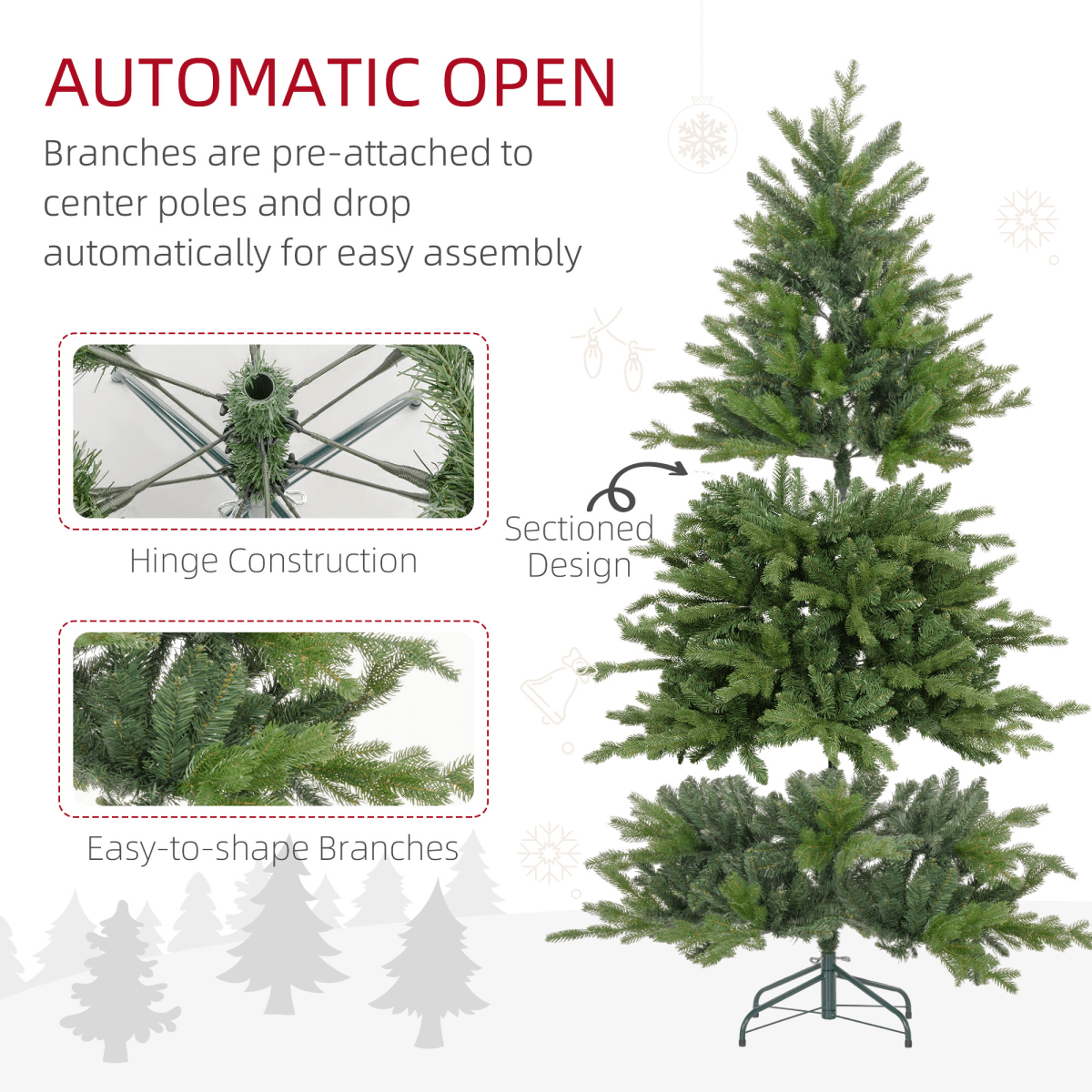 HOMCOM 5ft Artificial Christmas Tree with Metal Base and Hinged Branches - plants - express.com