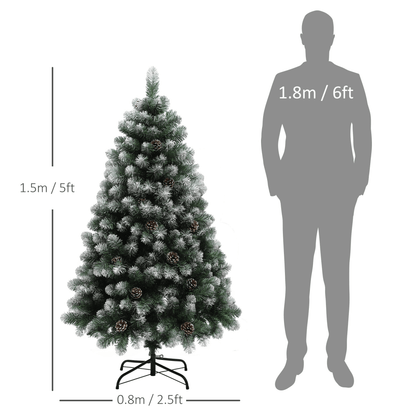 HOMCOM 5ft Artificial Pine Christmas Tree with Pinecones & Steel Base - plants - express.com