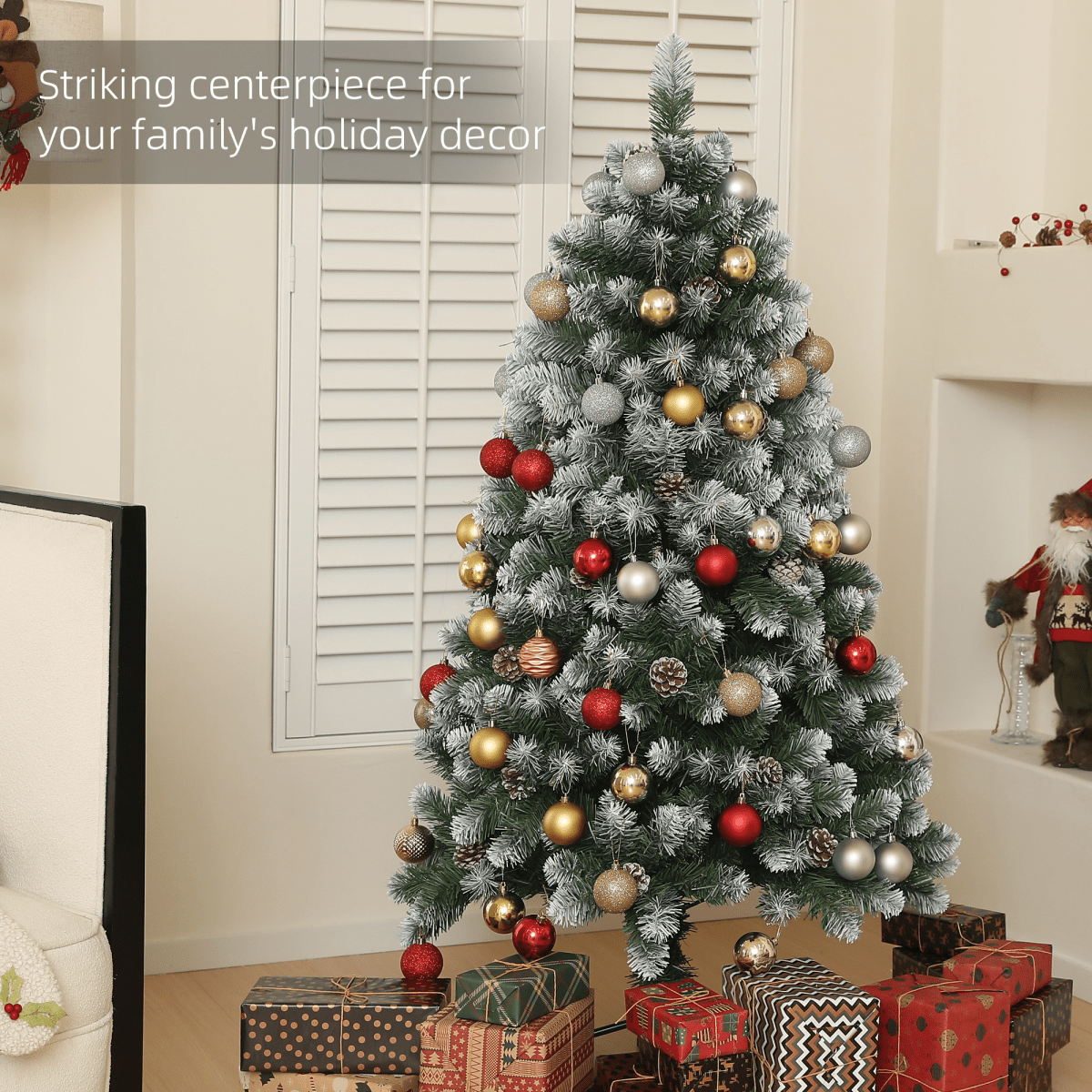 HOMCOM 5ft Artificial Pine Christmas Tree with Pinecones & Steel Base - plants - express.com