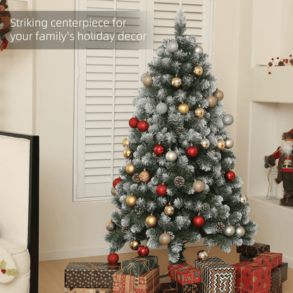 HOMCOM 5ft Artificial Pine Christmas Tree with Pinecones & Steel Base - plants - express.com