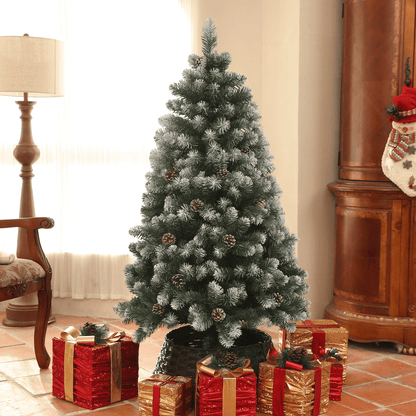 HOMCOM 5ft Artificial Pine Christmas Tree with Pinecones & Steel Base - plants - express.com