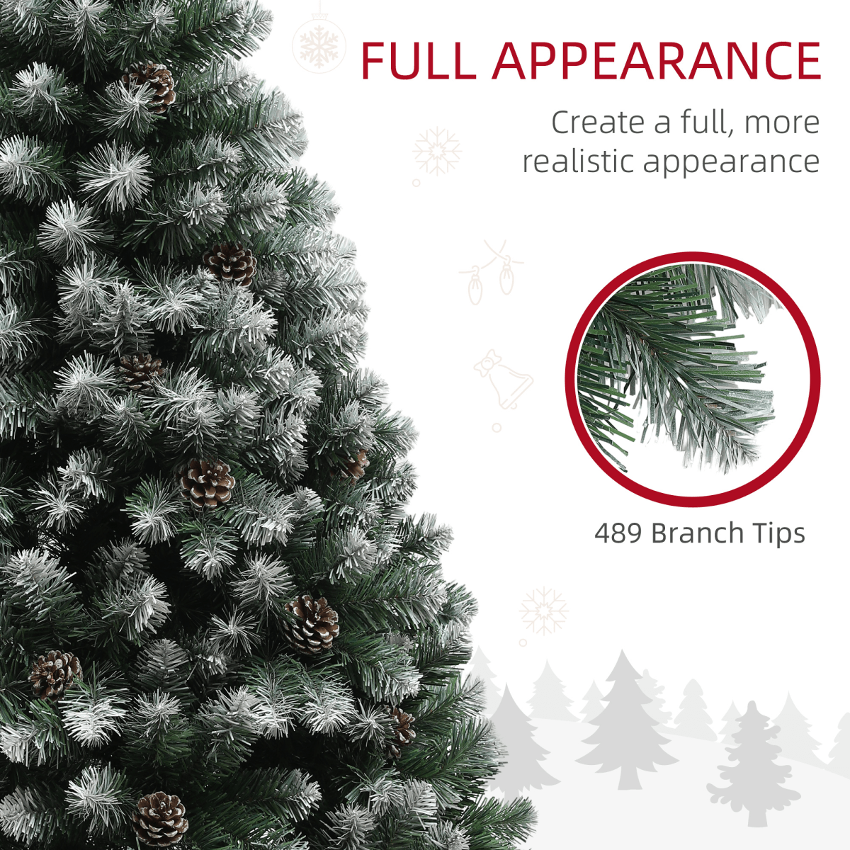 HOMCOM 5ft Artificial Pine Christmas Tree with Pinecones & Steel Base - plants - express.com