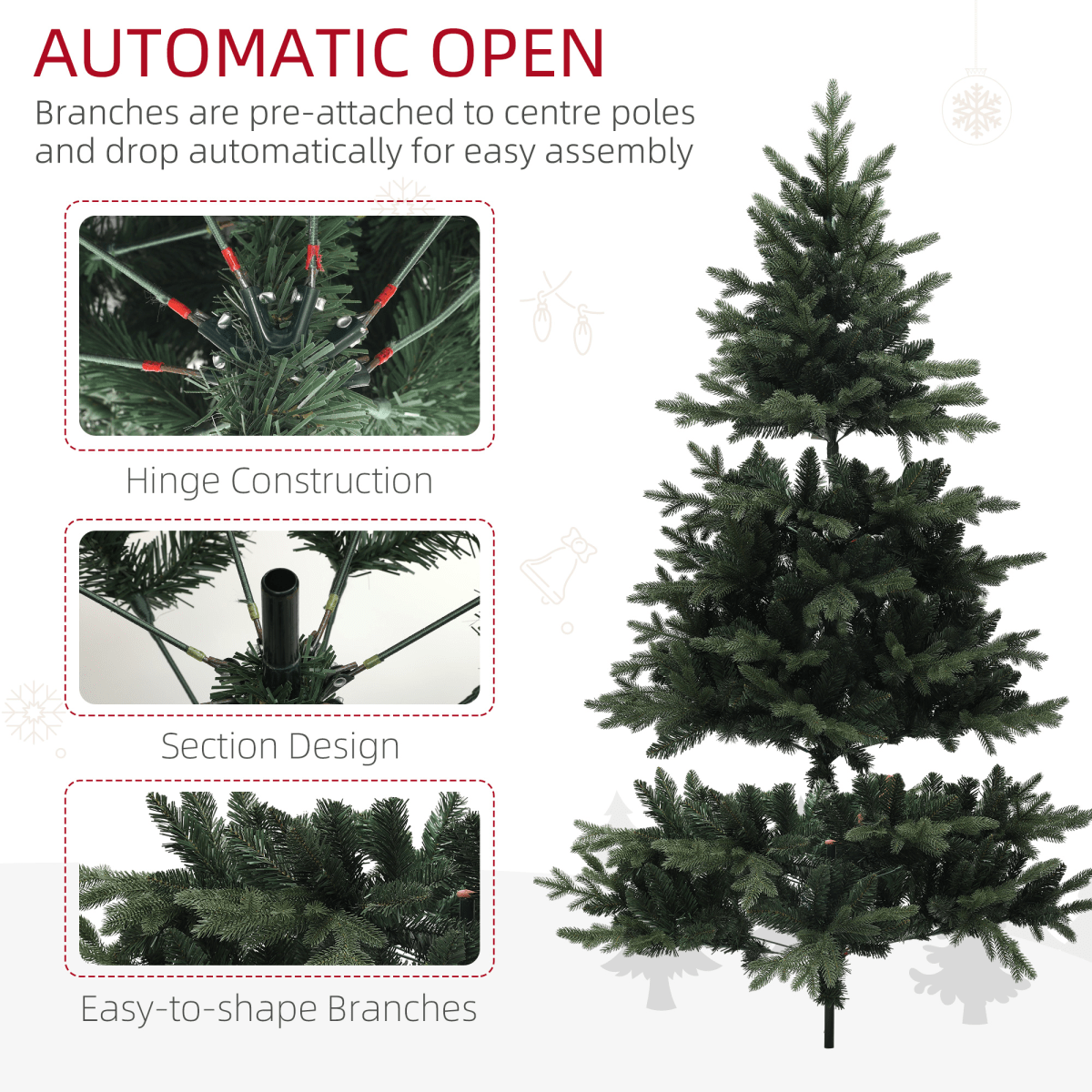 HOMCOM 5ft Artificial Spruce Christmas Tree with 1121 Branch Tips - Green - plants - express.com
