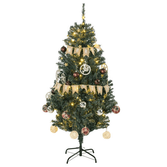 HOMCOM 5ft Pre - Lit Christmas Tree with 100 LEDs, Auto - Open, Decor Kit - plants - express.com