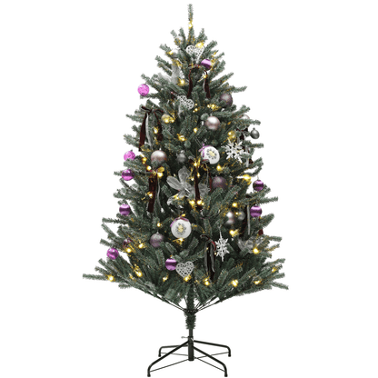 HOMCOM 5ft Prelit Artificial Christmas Tree with LED Lights & Purple Ornaments - plants - express.com