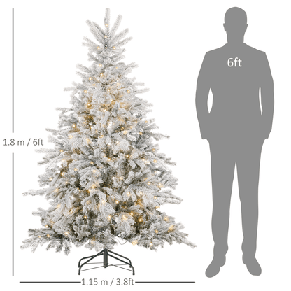 HOMCOM 6 - Ft Artificial Christmas Tree with Realistic Snowy Branches & 300 LEDs - plants - express.com