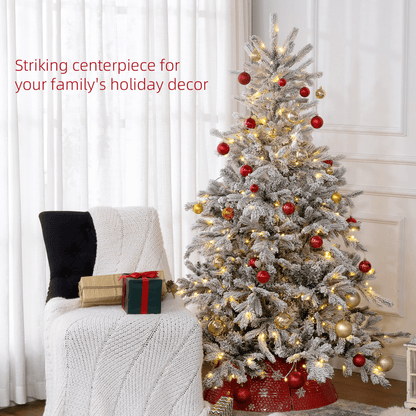 HOMCOM 6 - Ft Artificial Christmas Tree with Realistic Snowy Branches & 300 LEDs - plants - express.com