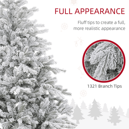 HOMCOM 6 - Ft Artificial Christmas Tree with Realistic Snowy Branches & 300 LEDs - plants - express.com