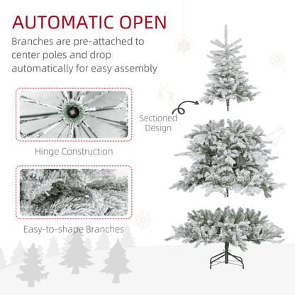 HOMCOM 6 - Ft Artificial Christmas Tree with Realistic Snowy Branches & 300 LEDs - plants - express.com