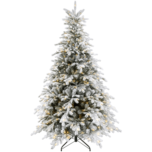 HOMCOM 6 - Ft Artificial Christmas Tree with Realistic Snowy Branches & 300 LEDs - plants - express.com
