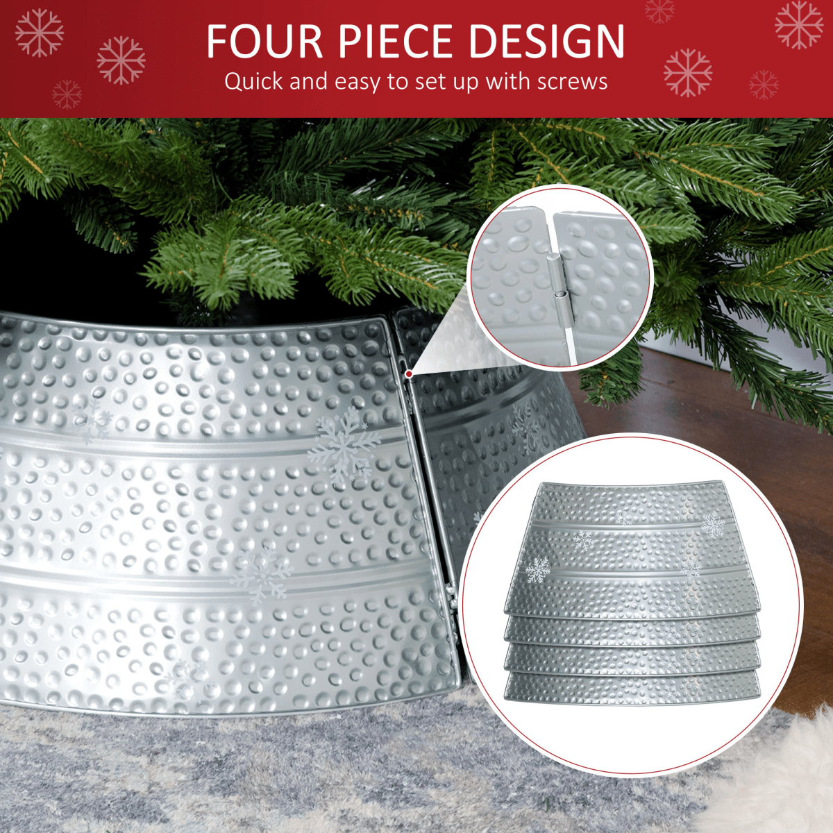 HOMCOM 66cm Christmas Tree Collar with Hollow Snowflake Patterns Silver - plants - express.com