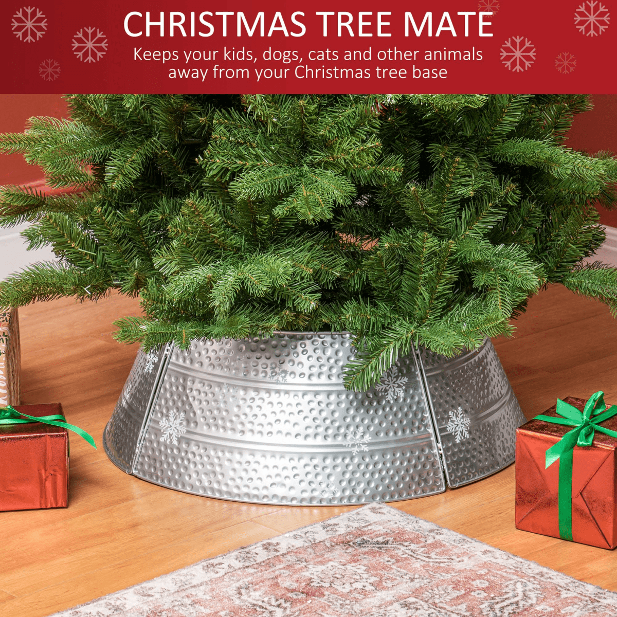 HOMCOM 66cm Christmas Tree Collar with Hollow Snowflake Patterns Silver - plants - express.com