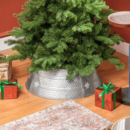HOMCOM 66cm Christmas Tree Collar with Hollow Snowflake Patterns Silver - plants - express.com
