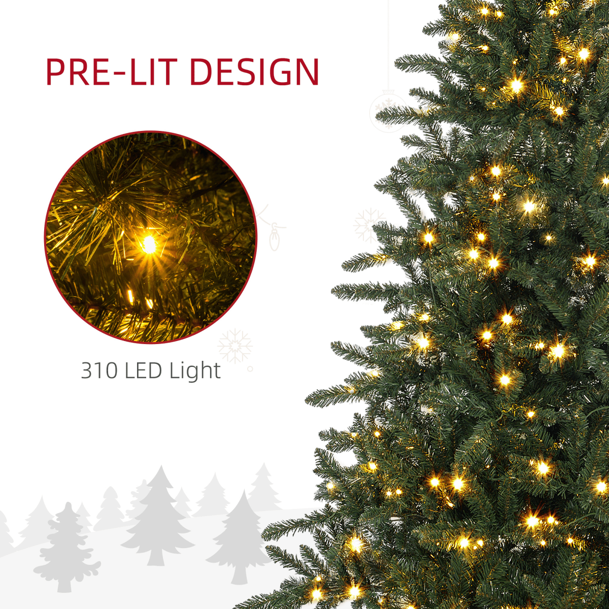 HOMCOM 6ft Artificial Christmas Tree with Warm White LED Lights & Auto - Hinges - plants - express.com