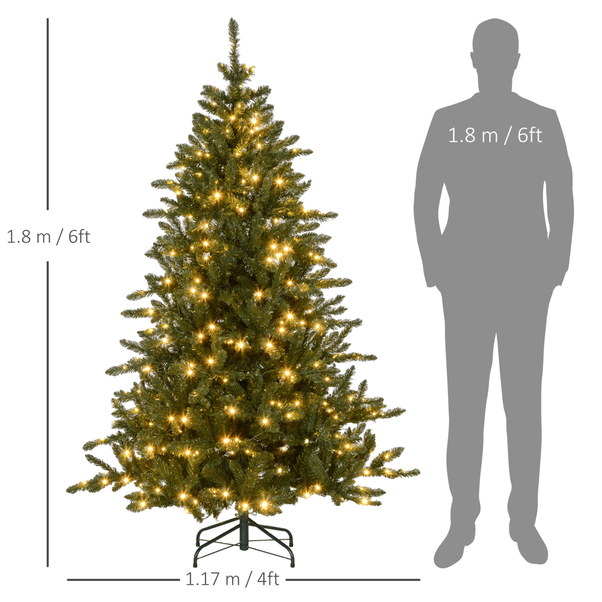 HOMCOM 6ft Artificial Christmas Tree with Warm White LED Lights & Auto - Hinges - plants - express.com