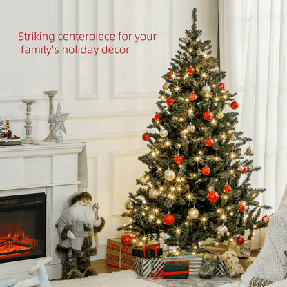 HOMCOM 6ft Artificial Christmas Tree with Warm White LED Lights & Auto - Hinges - plants - express.com